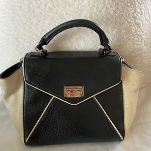 Kate spade small black and cream leather satchel bag